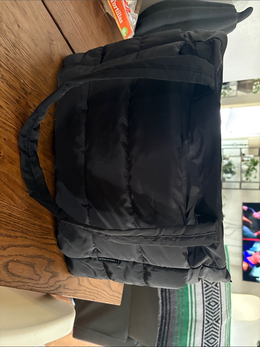 Puffer Quilted Black Tote Bag - Bagsmart Brand